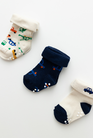 Skarpety 3-pak niemowlęce w autka