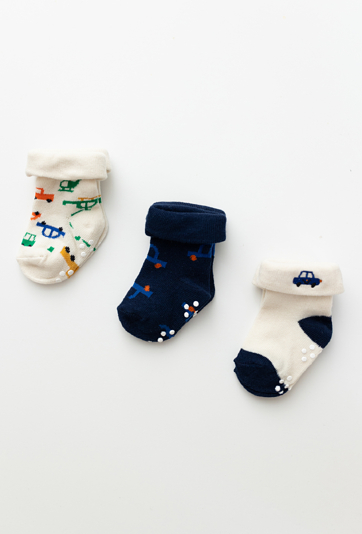 Skarpety 3-pak niemowlęce w autka