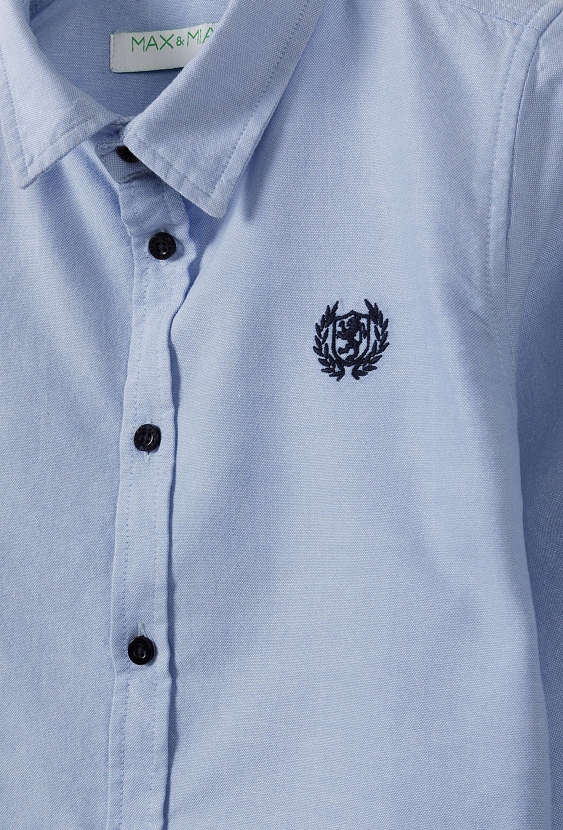 Elegancka niebieska koszula dla chłopca - długi rękaw