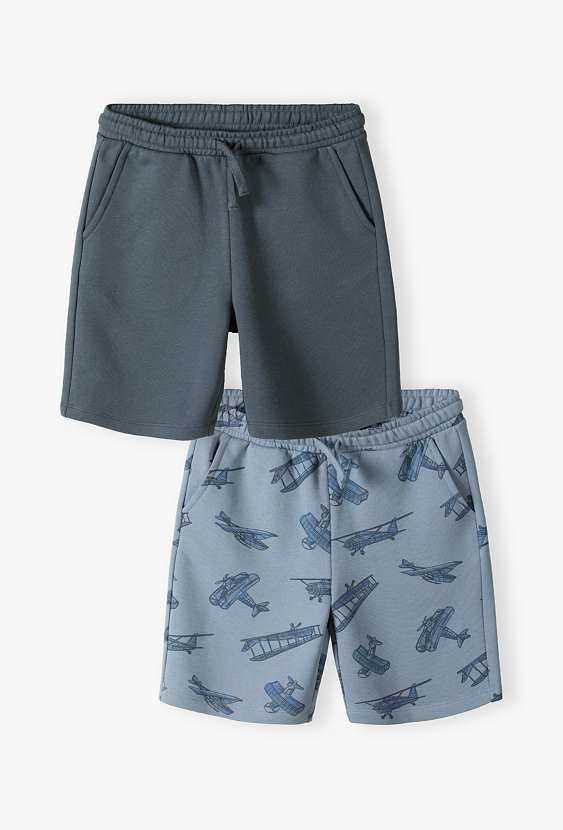 Zestaw 2 par szortów dla chłopca – spodenki z motywem samolotów