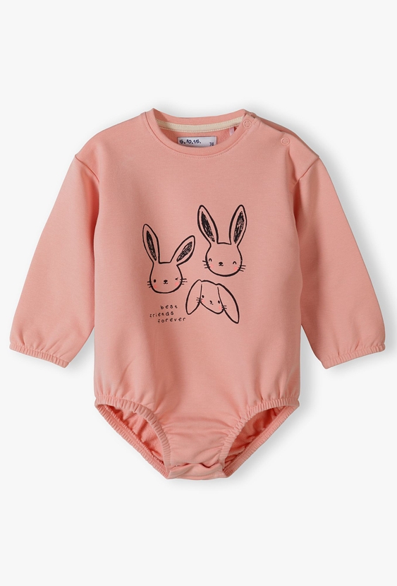 Różowe body niemowlęce z króliczkiem
