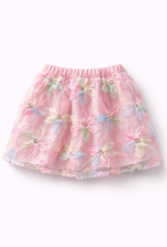 Dziewczęca spódnica w kwiaty 3D