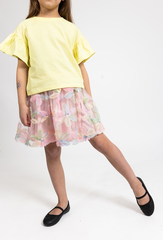 Dziewczęca spódnica w kwiaty 3D