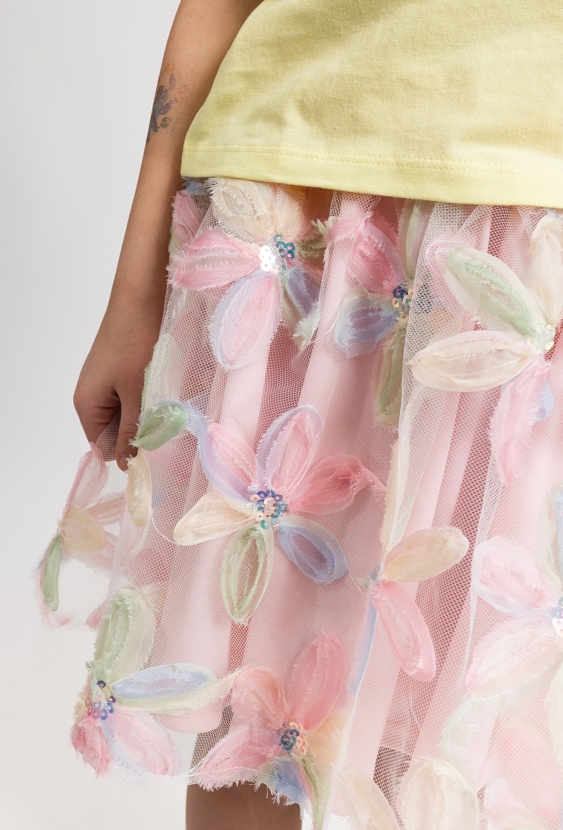 Dziewczęca spódnica w kwiaty 3D