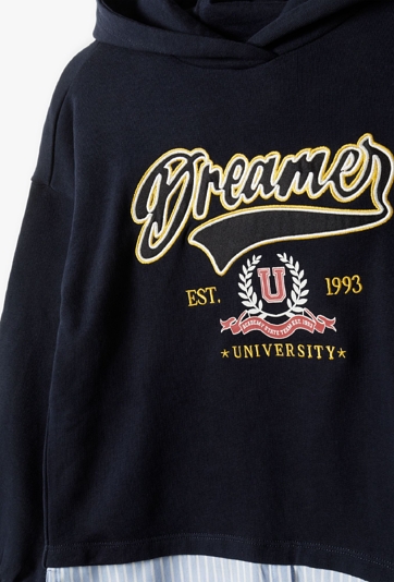 Granatowa bluza dresowa z kapturem - Fun College