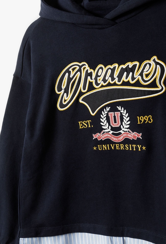 Granatowa bluza dresowa z kapturem - Fun College