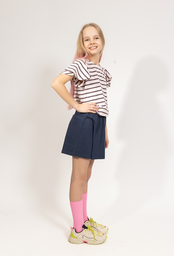 Dziewczęce spódnico-spodnie z zakładką