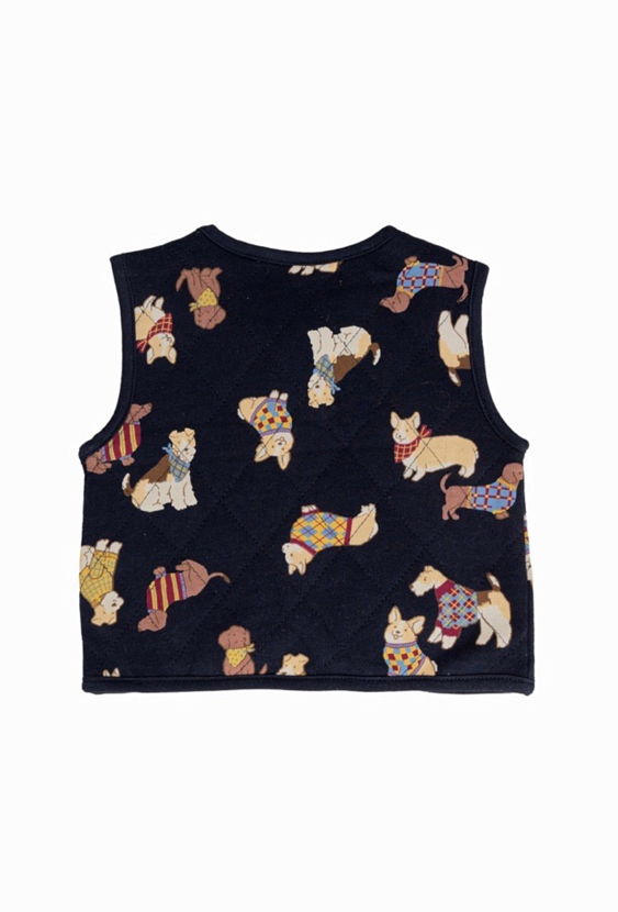 Kamizelka niemowlęca bawełniana z nadrukiem w pieski – granatowa