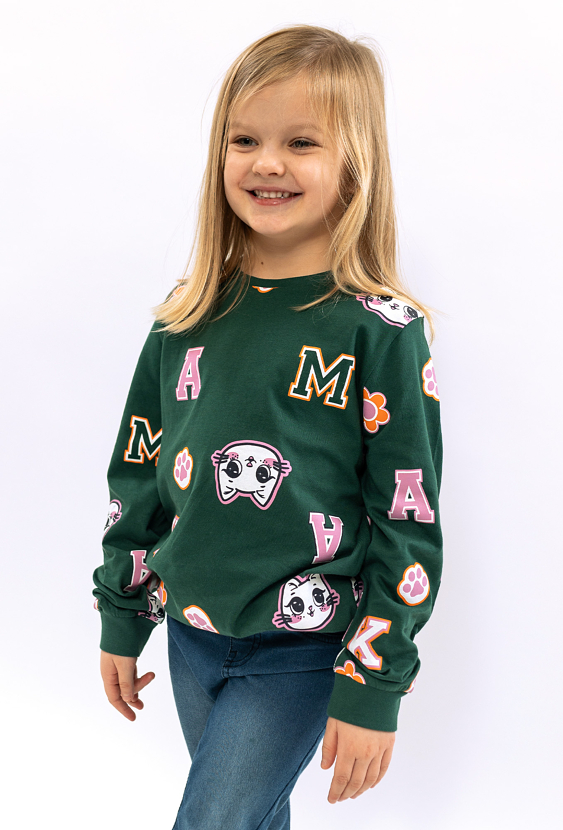 Zielona bluzka dziewczęca w koty - 5.10.15.