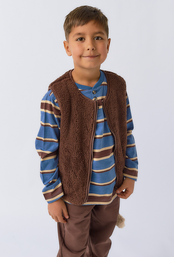 Brązowa kamizelka chłopięca z futerka