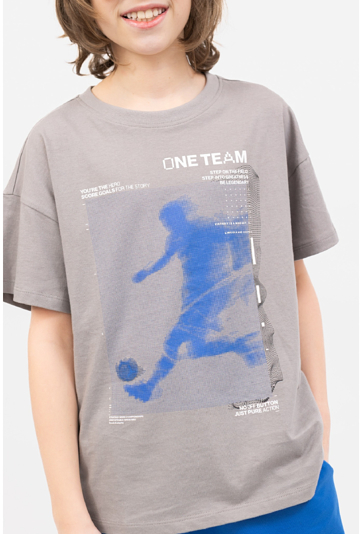 Koszulka chłopięca oversize z printem piłkarskim