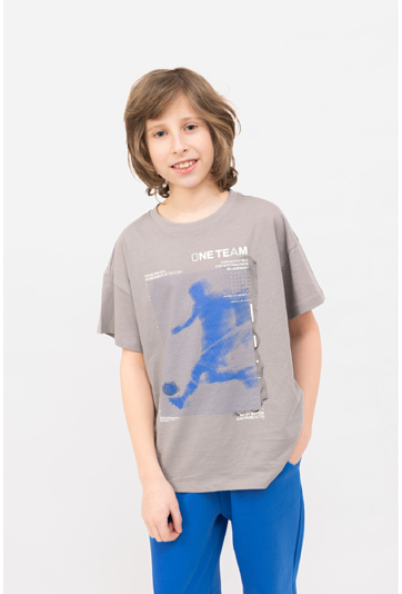 Koszulka chłopięca oversize z printem piłkarskim