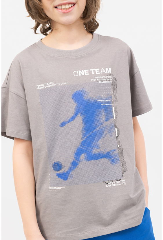 Koszulka chłopięca oversize z printem piłkarskim