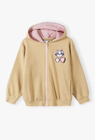 Bluza dresowa dla dziewczynki - beżowa z kotem - 5.10.15.