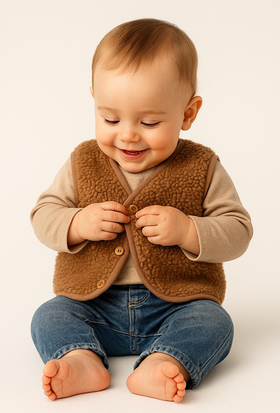 Brązowa kamizelka niemowlęca z miękkiego futerka