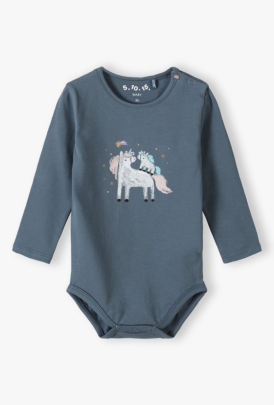 Niebieskie body dla niemowląt z jednorożcem