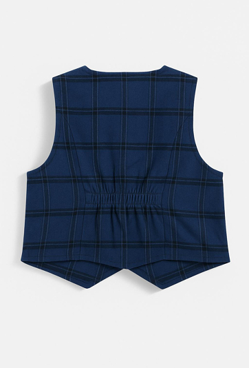 Granatowa kamizelka chłopięca w kratę