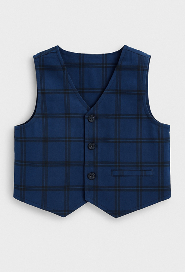 Granatowa kamizelka chłopięca w kratę