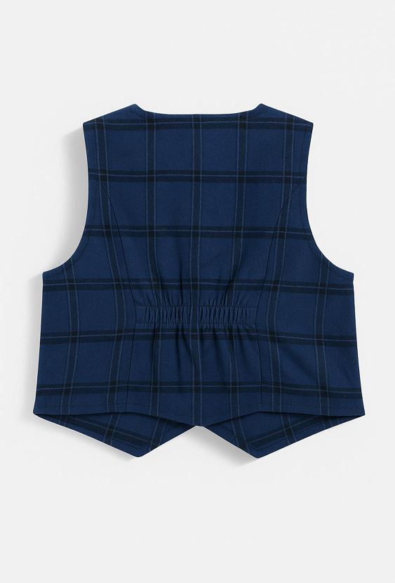 Granatowa kamizelka chłopięca w kratę