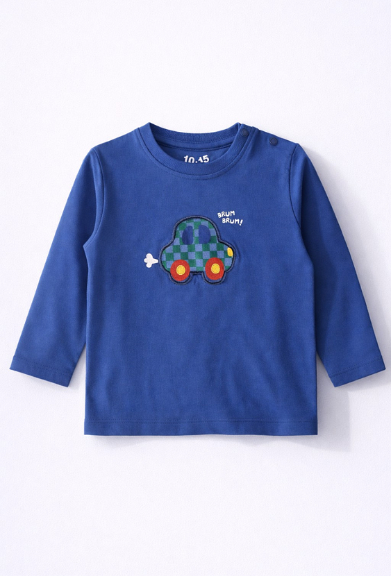 Bluzka niemowlęca z długim rękawem z samochodzikiem