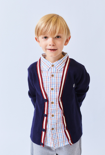 Granatowy kardigan chłopięcy klasyczny na guziki