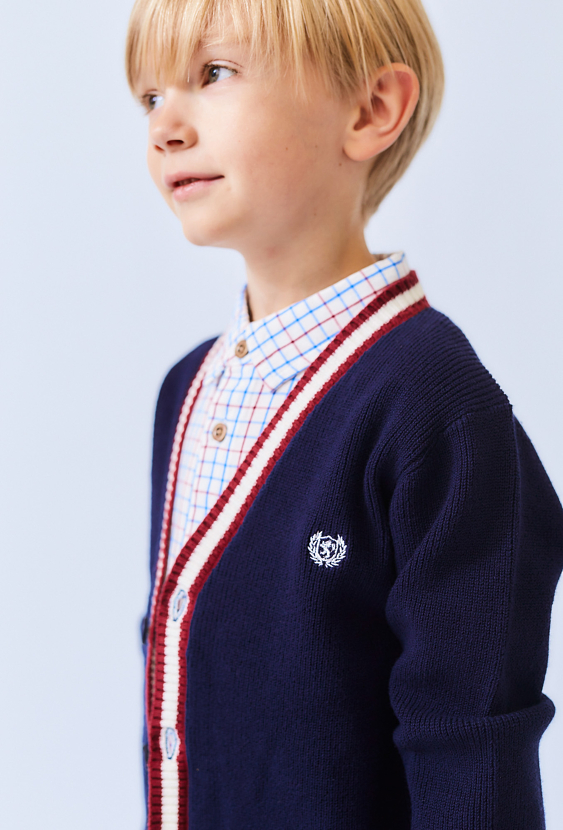 Granatowy kardigan chłopięcy klasyczny na guziki