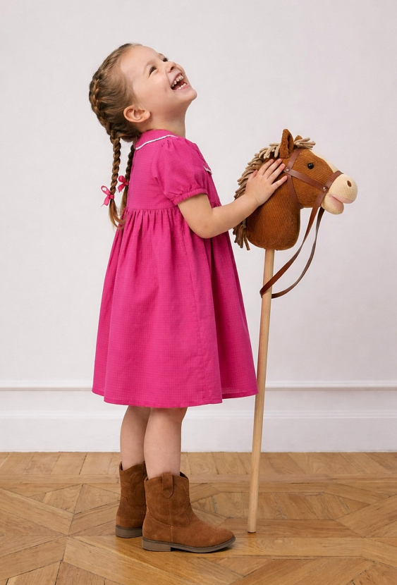 Sukienka z kołnierzykiem i haftem