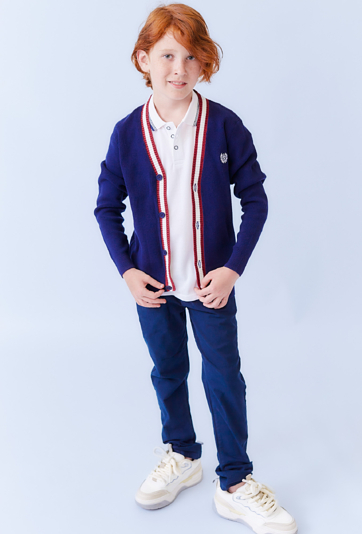 Granatowy kardigan dla chłopca z guzikami