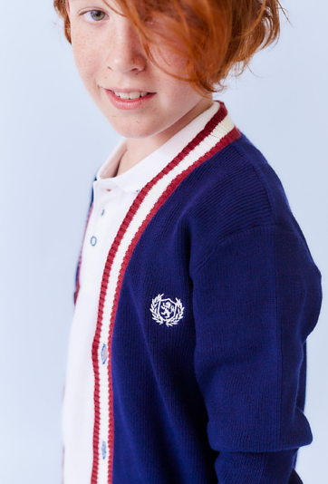 Granatowy kardigan dla chłopca z guzikami