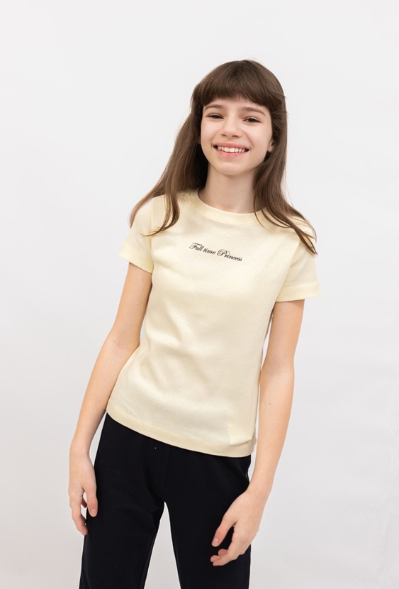 Koszulka prążkowana dla dziewczynki „Full time Princess”