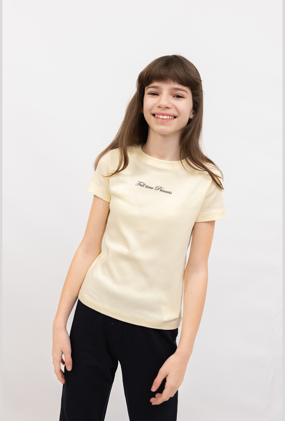 Koszulka prążkowana dla dziewczynki „Full time Princess”