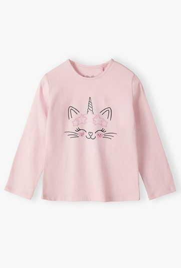 Różowa bluzka z długim rękawem