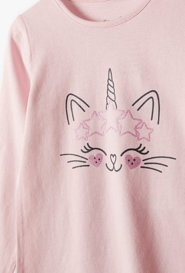 Różowa bluzka z długim rękawem