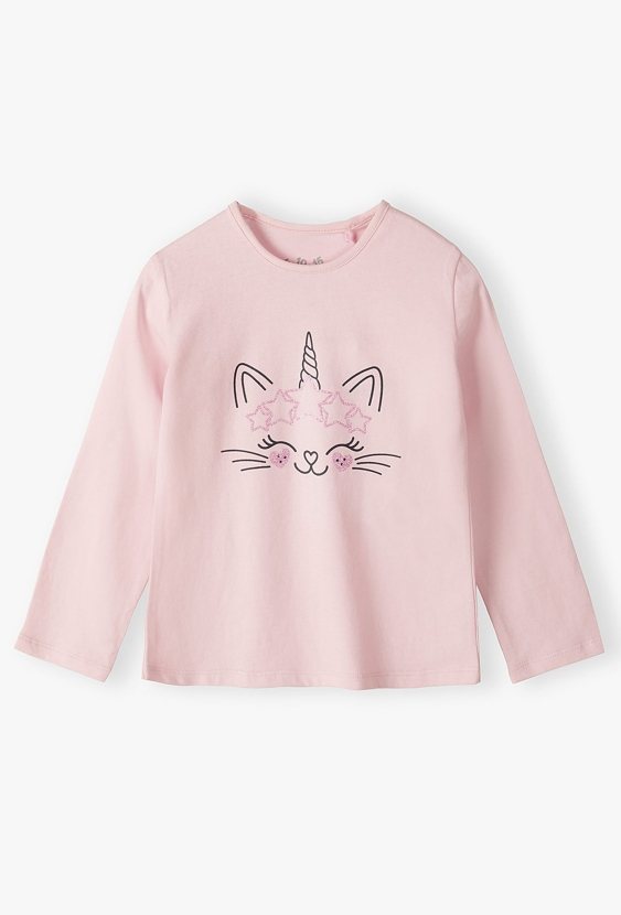 Różowa bluzka z długim rękawem