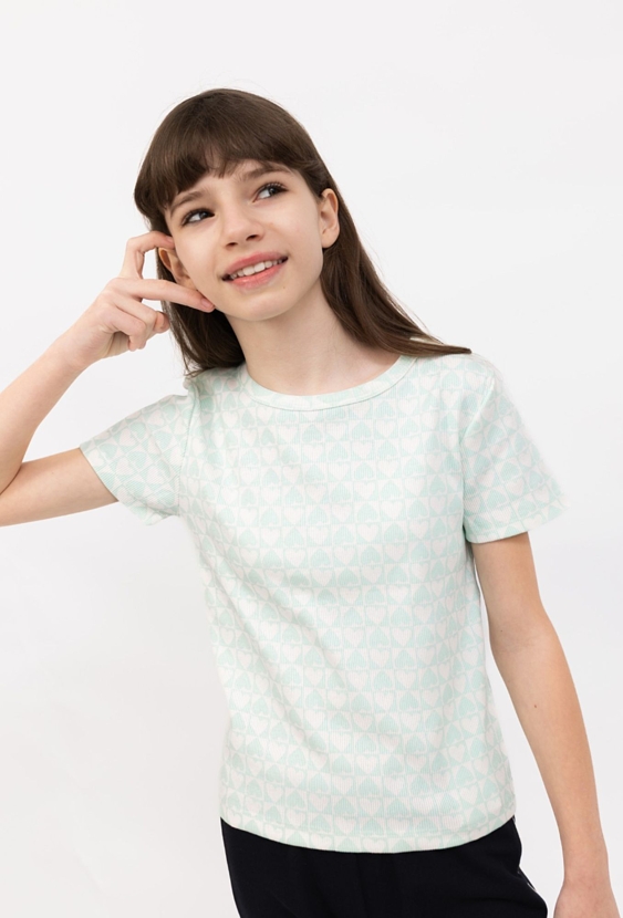 Koszulka dziewczęca prążkowana w serca