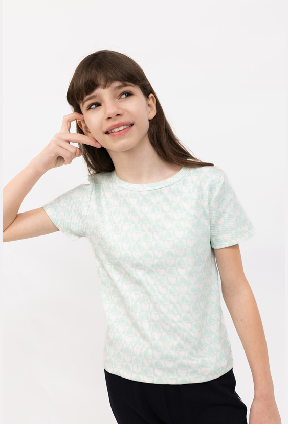 Koszulka dziewczęca prążkowana w serca