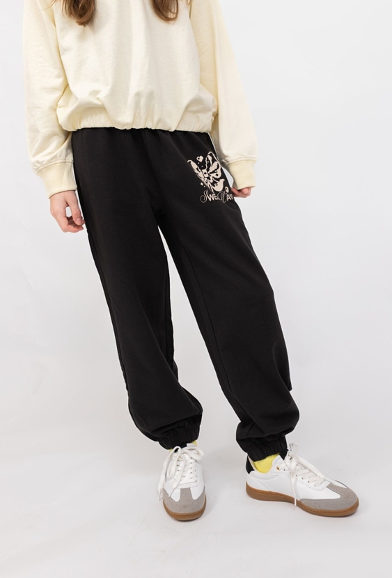 Spodnie dresowe dziewczęce comfort fit „Sweet Days” z motylem