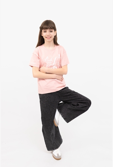 Spodnie dresowe dziewczęce wide leg z koronką