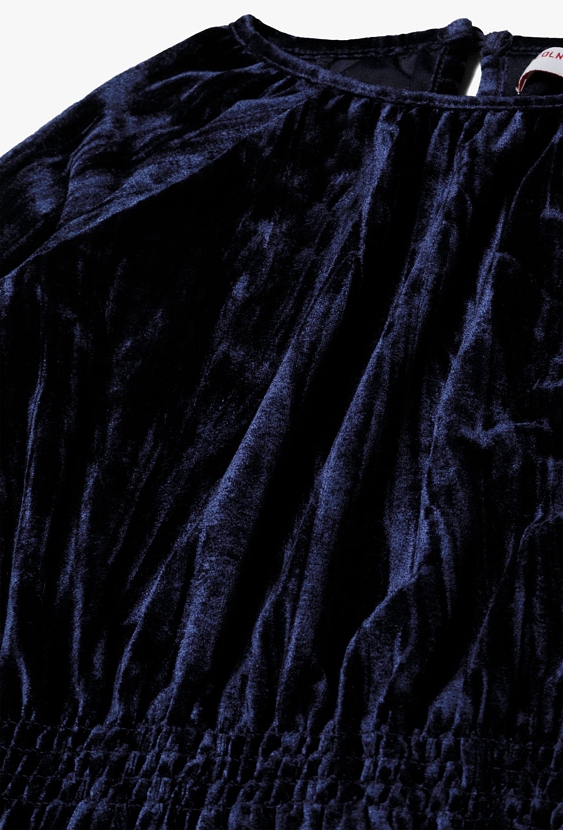 Elegancka granatowa sukienka dziewczęca z długim rękawem