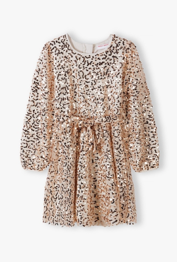 Cekinowa sukienka z długim rękawem