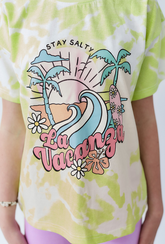 T-shirt dziewczęcy na lato - tie-dye