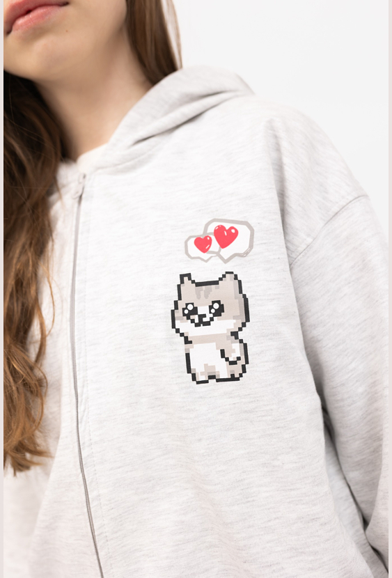 Bluza dziewczęca rozpinana z kapturem