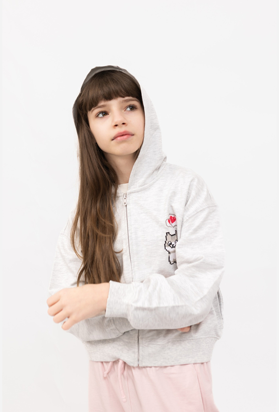 Bluza dziewczęca rozpinana z kapturem
