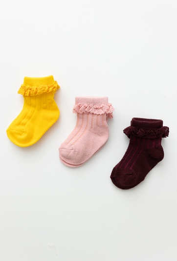 Skarpetki dziewczęce 3-pak z falbanką