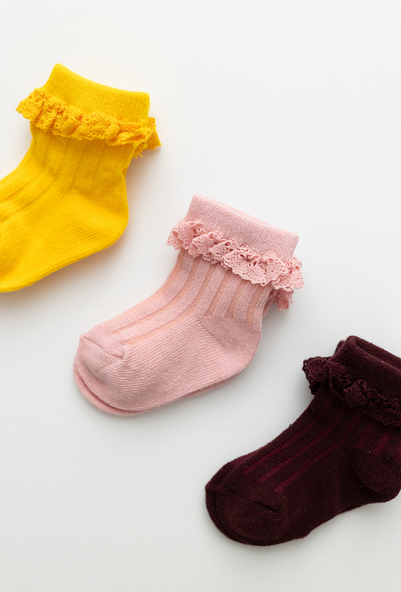 Skarpetki dziewczęce 3-pak z falbanką