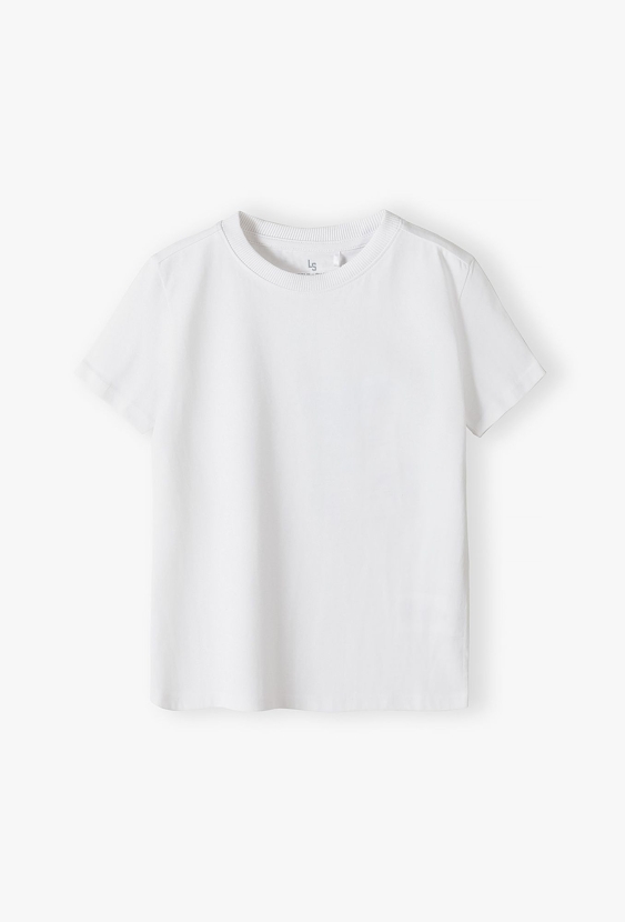 Bawełniany biały t-shirt z dzianiny - Basic - Lincoln&Sharks