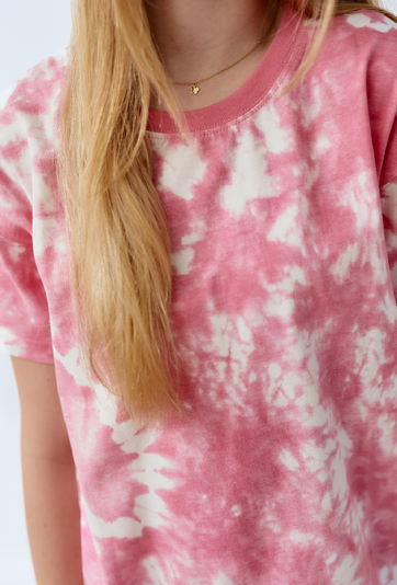 Koszulka z krótkim rękawem tie-dye - różowa