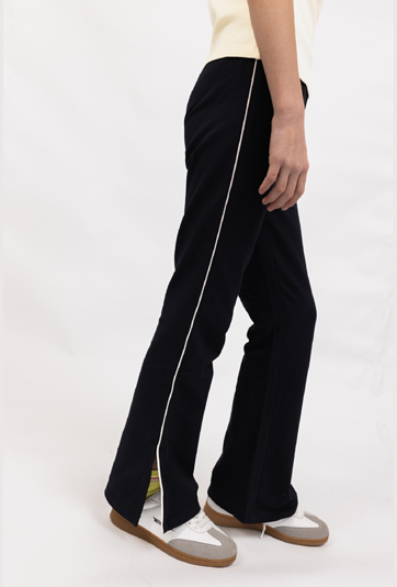Legginsy dziecięce flare (dzwony) z lamówką i rozcięciami
