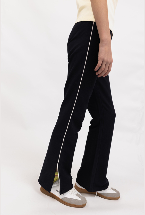 Legginsy dziecięce flare (dzwony) z lamówką i rozcięciami