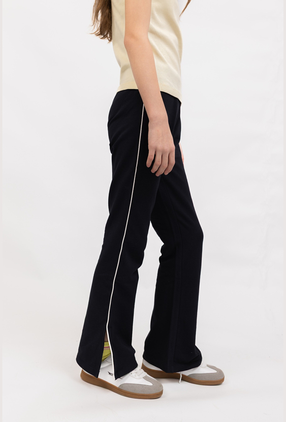 Legginsy dziecięce flare (dzwony) z lamówką i rozcięciami